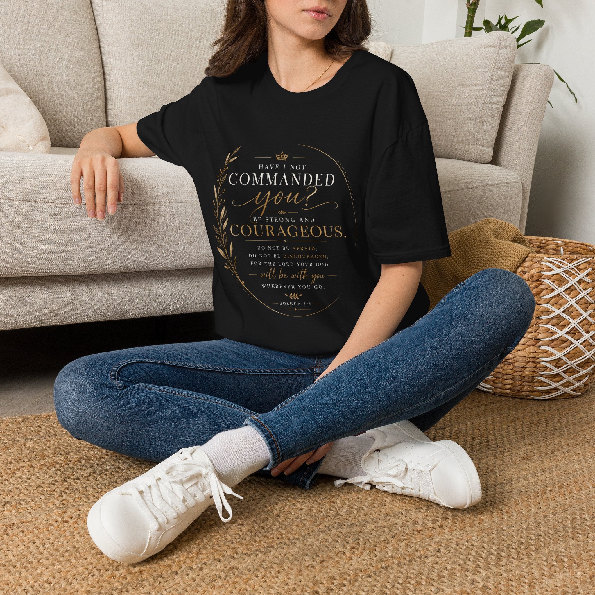 Joshua 1:9 T‑Shirt — "Be Strong and Courageous" Inspirational Faith Tee