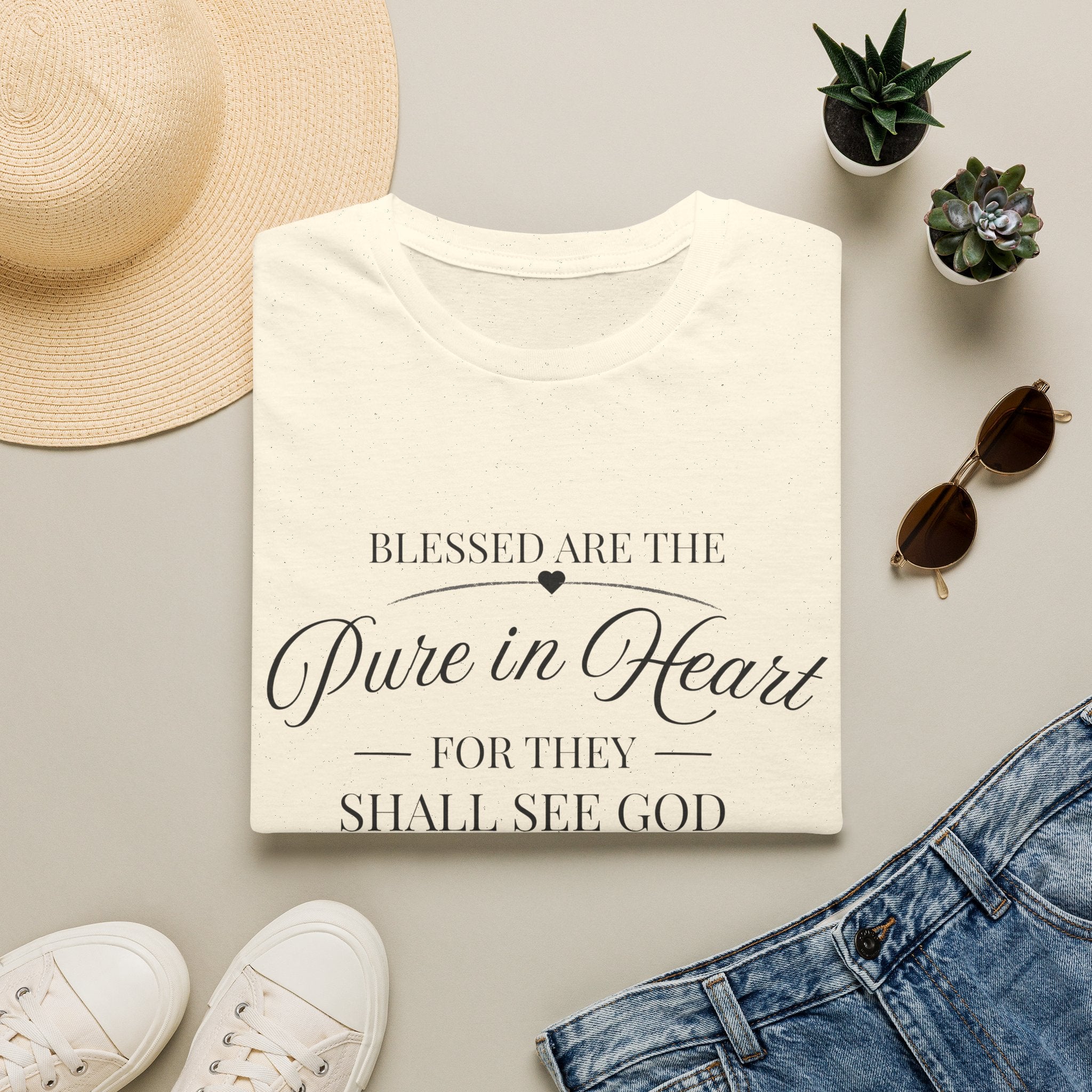 Matthew 5:8 T-Shirt — "Blessed are the Pure in Heart" Inspirational Faith Tee