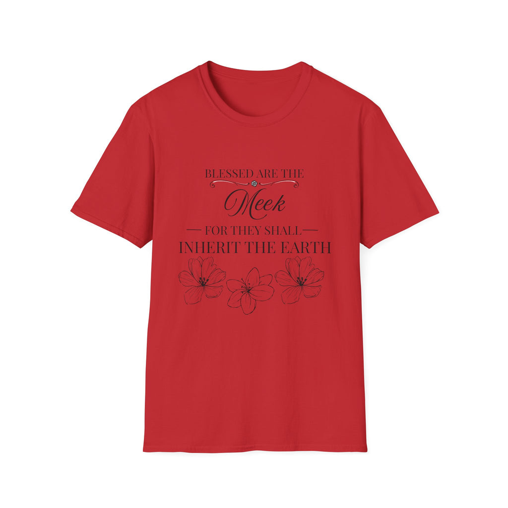 Matthew 5:5 — "Blessed are the Meek for They Shall Inherit the Earth" Christian Floral Tee
