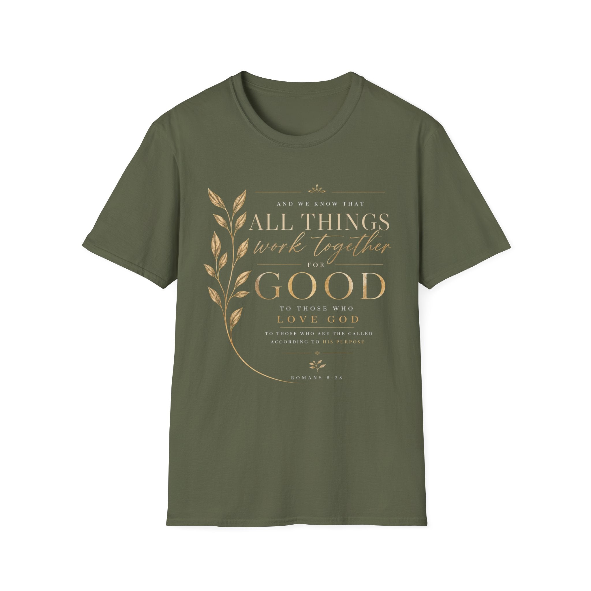 Romans 8:28 T-Shirt — Inspirational Christian Scripture Tee