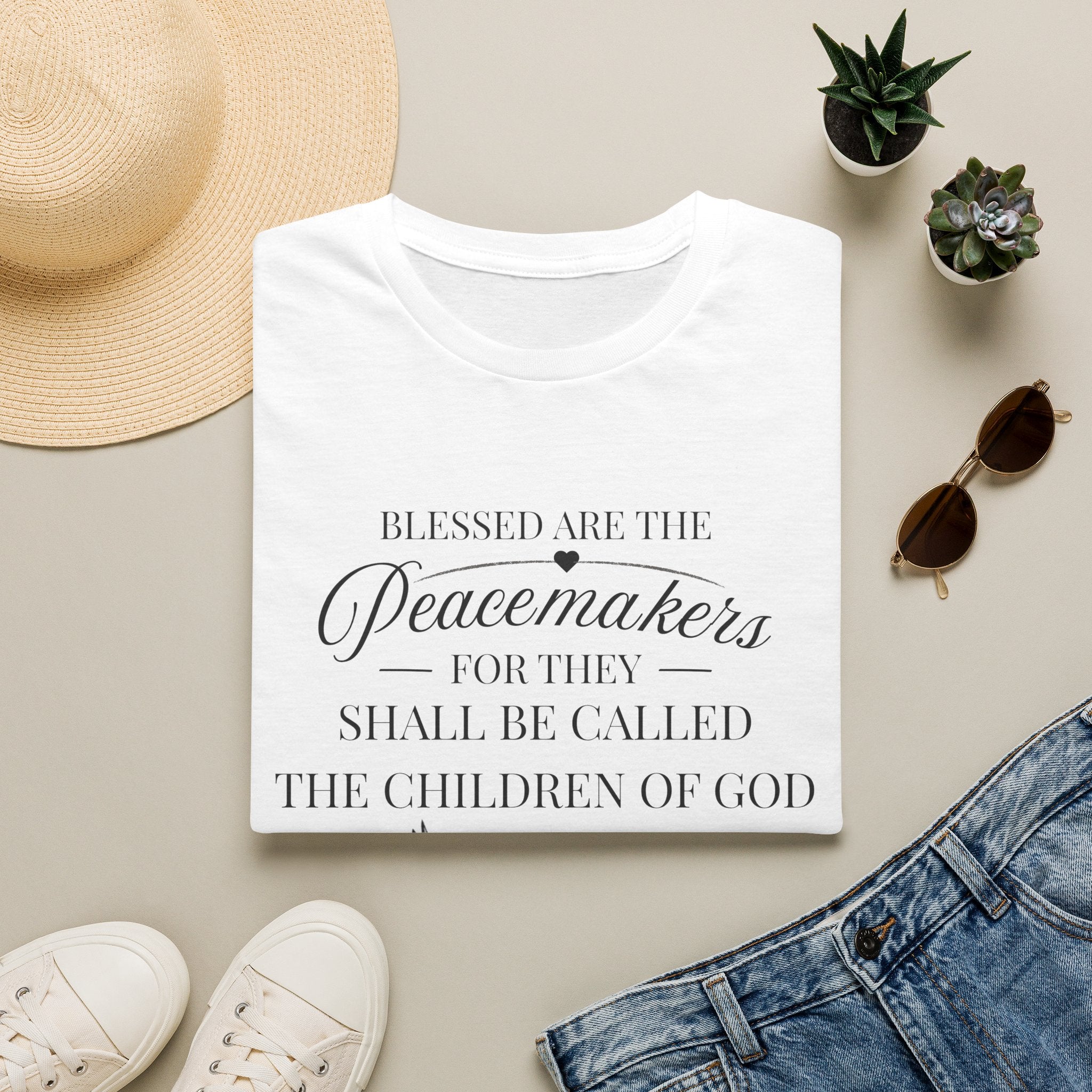Matthew 5:9 T-Shirt — “Blessed are the Peacemakers” Dove Christian Tee