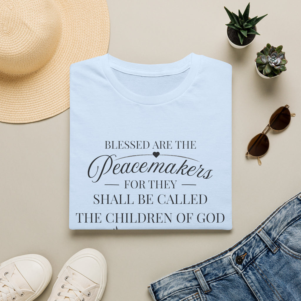 Matthew 5:9 T-Shirt — “Blessed are the Peacemakers” Dove Christian Tee
