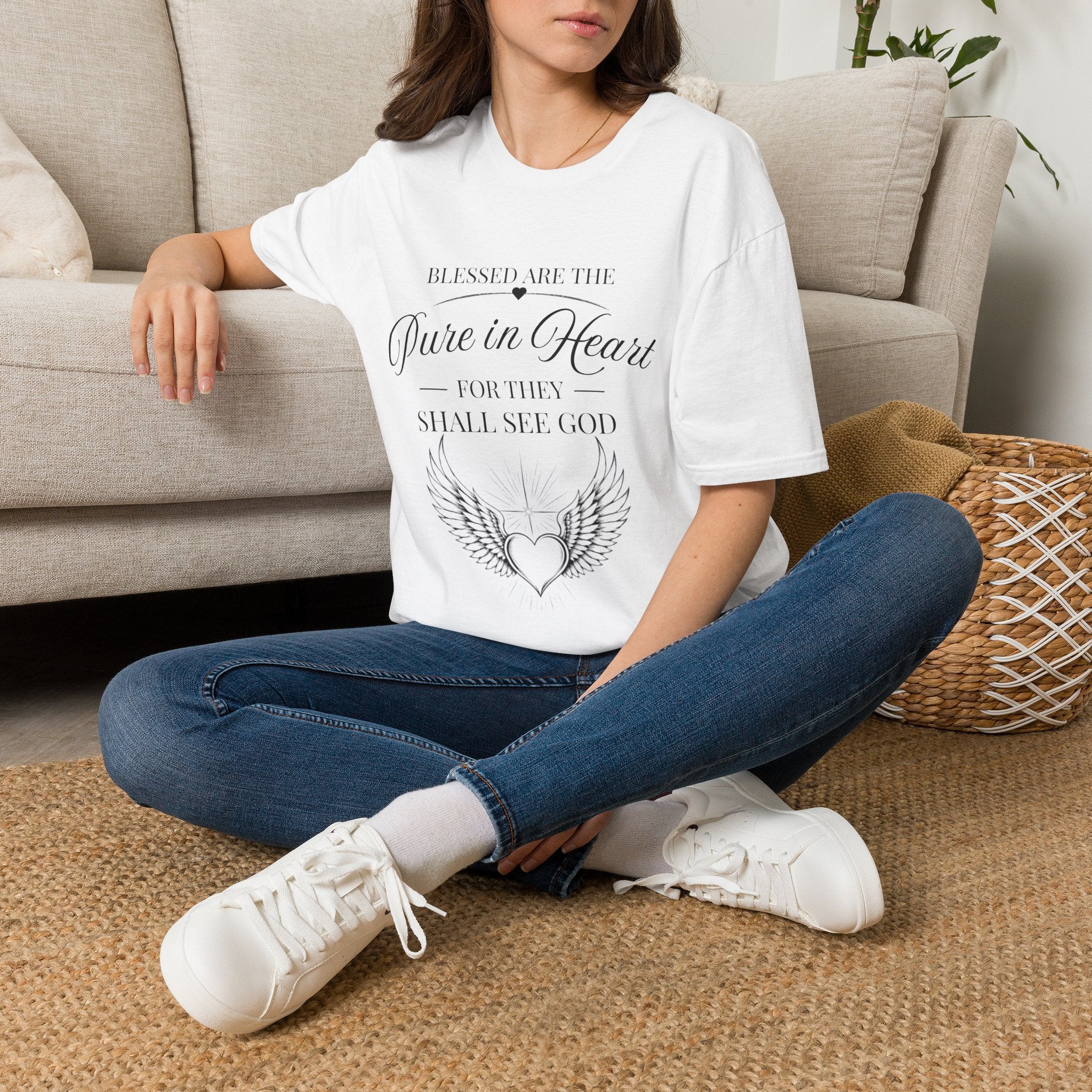 Matthew 5:8 T-Shirt — "Blessed are the Pure in Heart" Inspirational Faith Tee