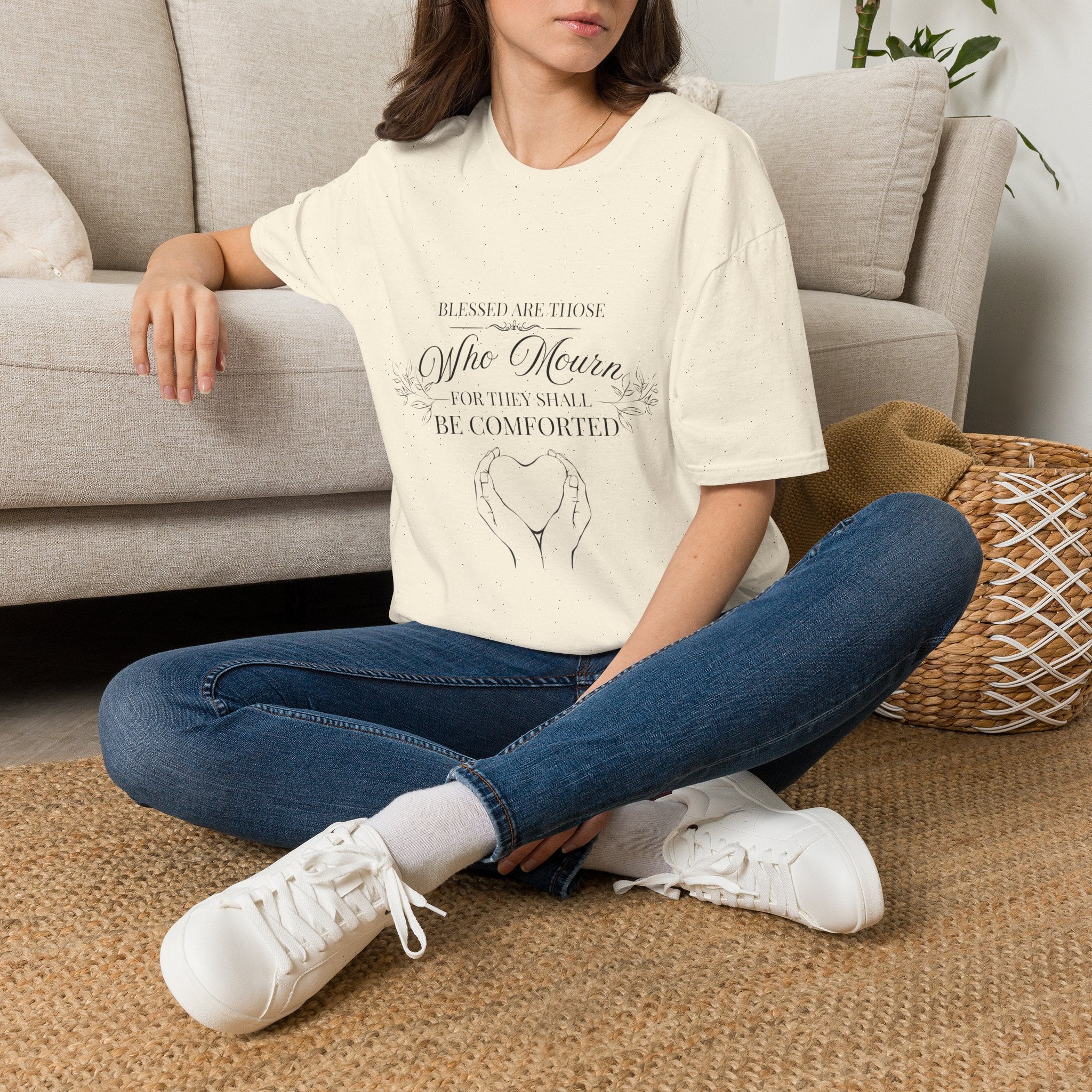 Matthew 5:4 T-Shirt — “Blessed Are Those Who Mourn For They Shall Be Comforted” Inspirational Faith Tee