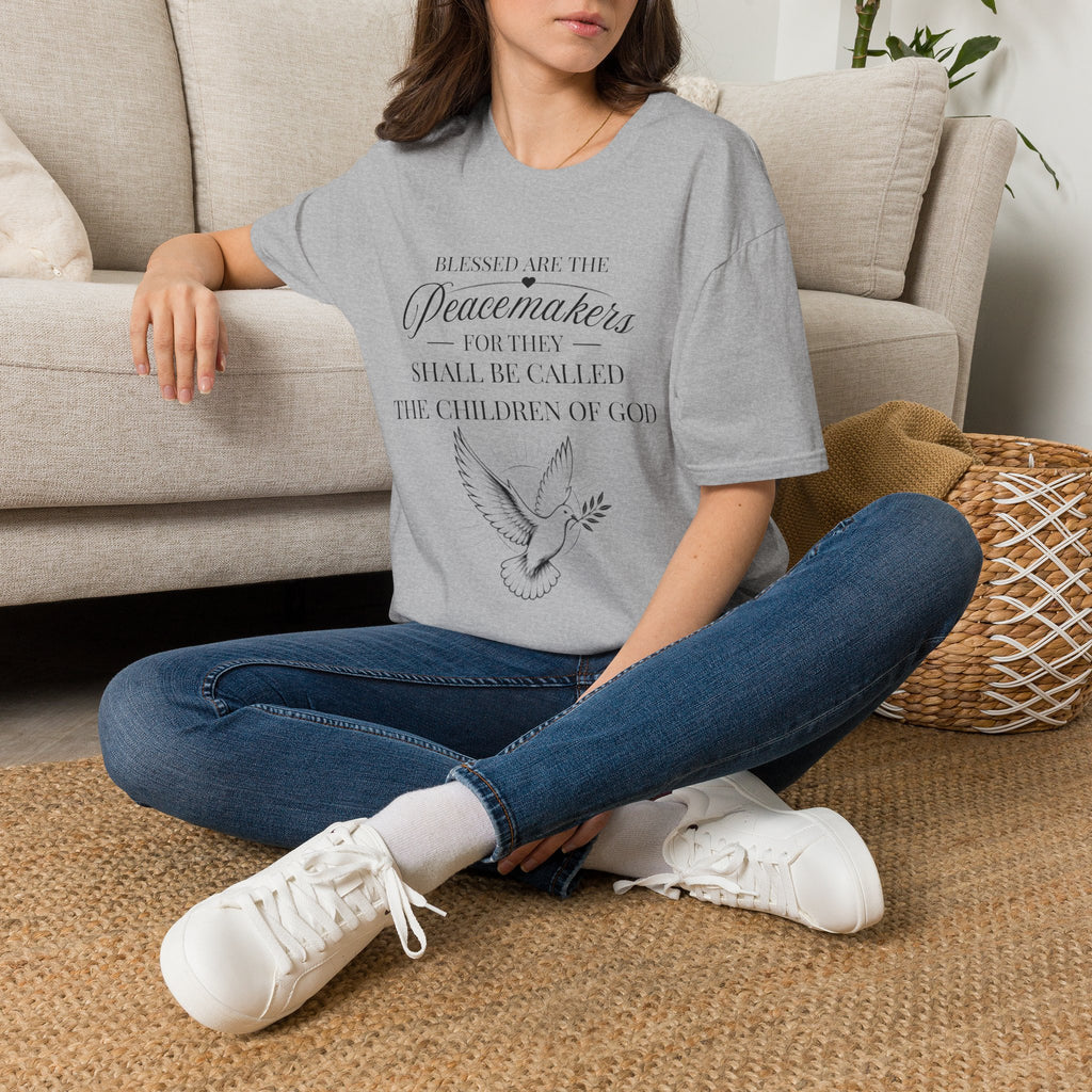 Matthew 5:9 T-Shirt — “Blessed are the Peacemakers” Dove Christian Tee