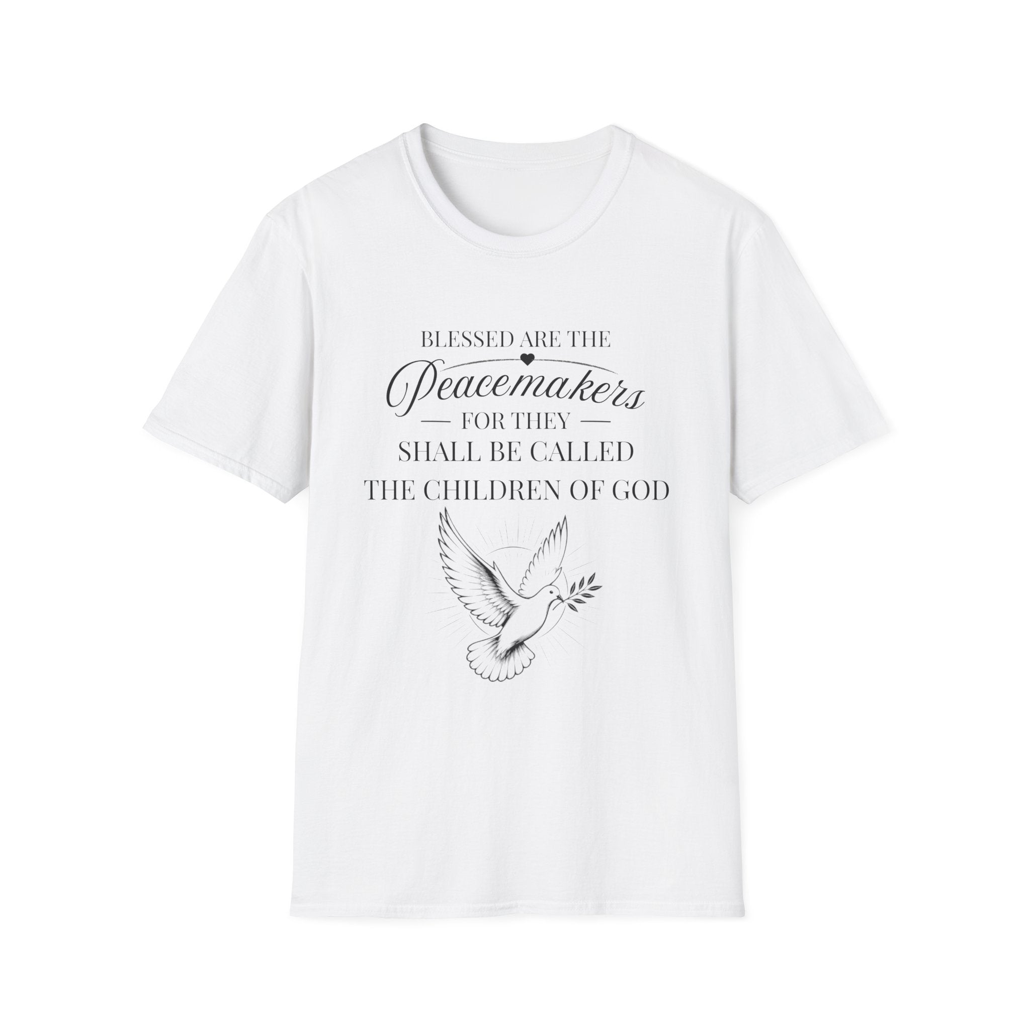 Matthew 5:9 T-Shirt — “Blessed are the Peacemakers” Dove Christian Tee