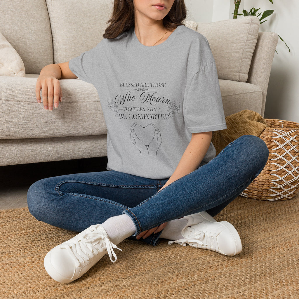 Matthew 5:4 T-Shirt — “Blessed Are Those Who Mourn For They Shall Be Comforted” Inspirational Faith Tee