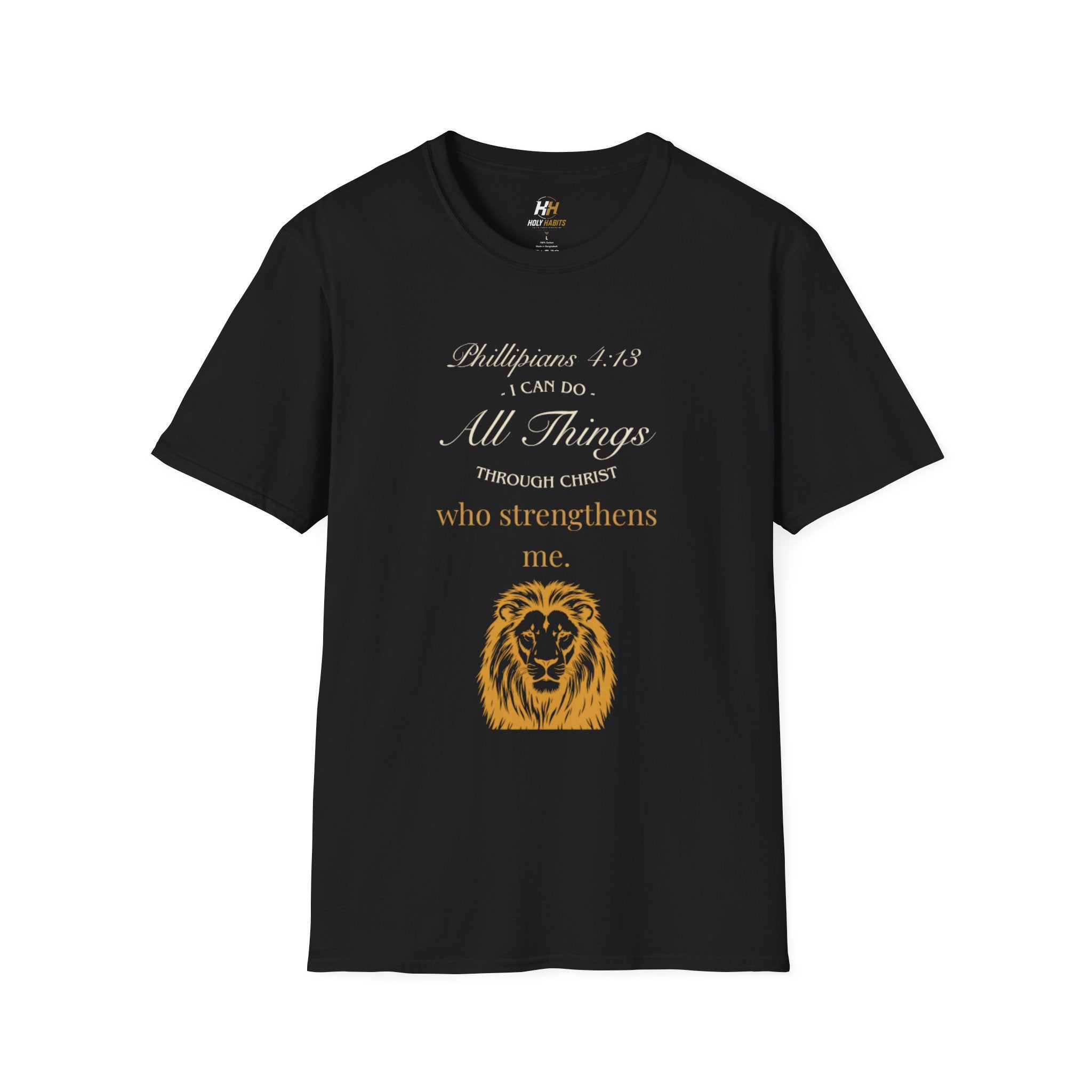 Christian Lion T-Shirt — Philippians 4:13 “I Can Do All Things Through Christ Who Strengthens Me”