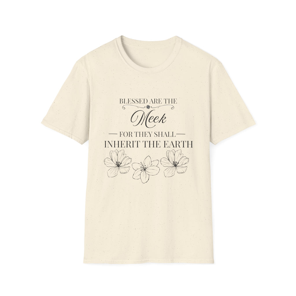 Matthew 5:5 — "Blessed are the Meek for They Shall Inherit the Earth" Christian Floral Tee