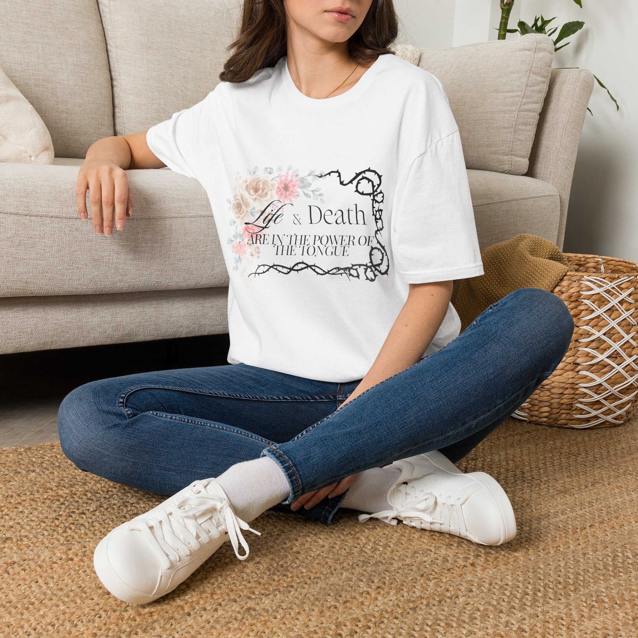 Proverbs 18:21 Vintage Floral Graphic T-Shirt
