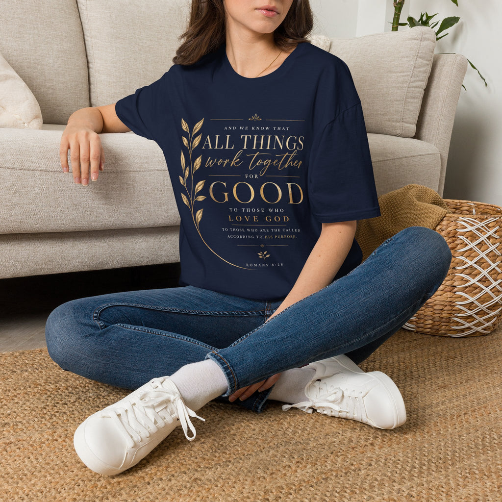 Romans 8:28 T-Shirt — Inspirational Christian Scripture Tee