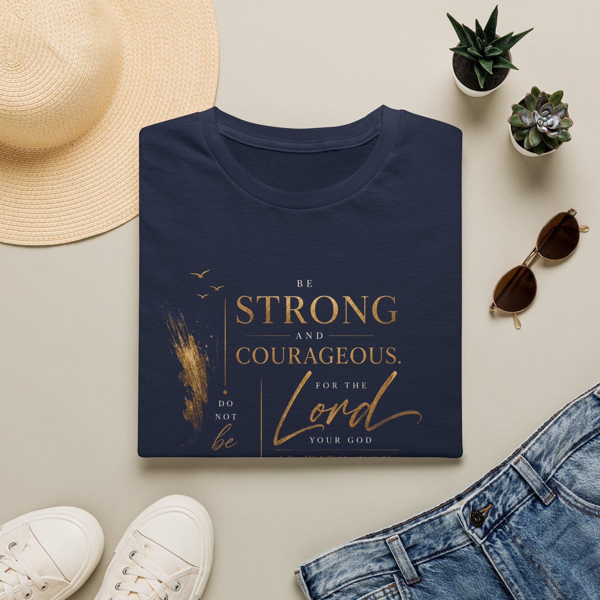 Deuteronomy 31:6- Be Strong and Courageous T-Shirt — Christian Faith Inspirational Tee