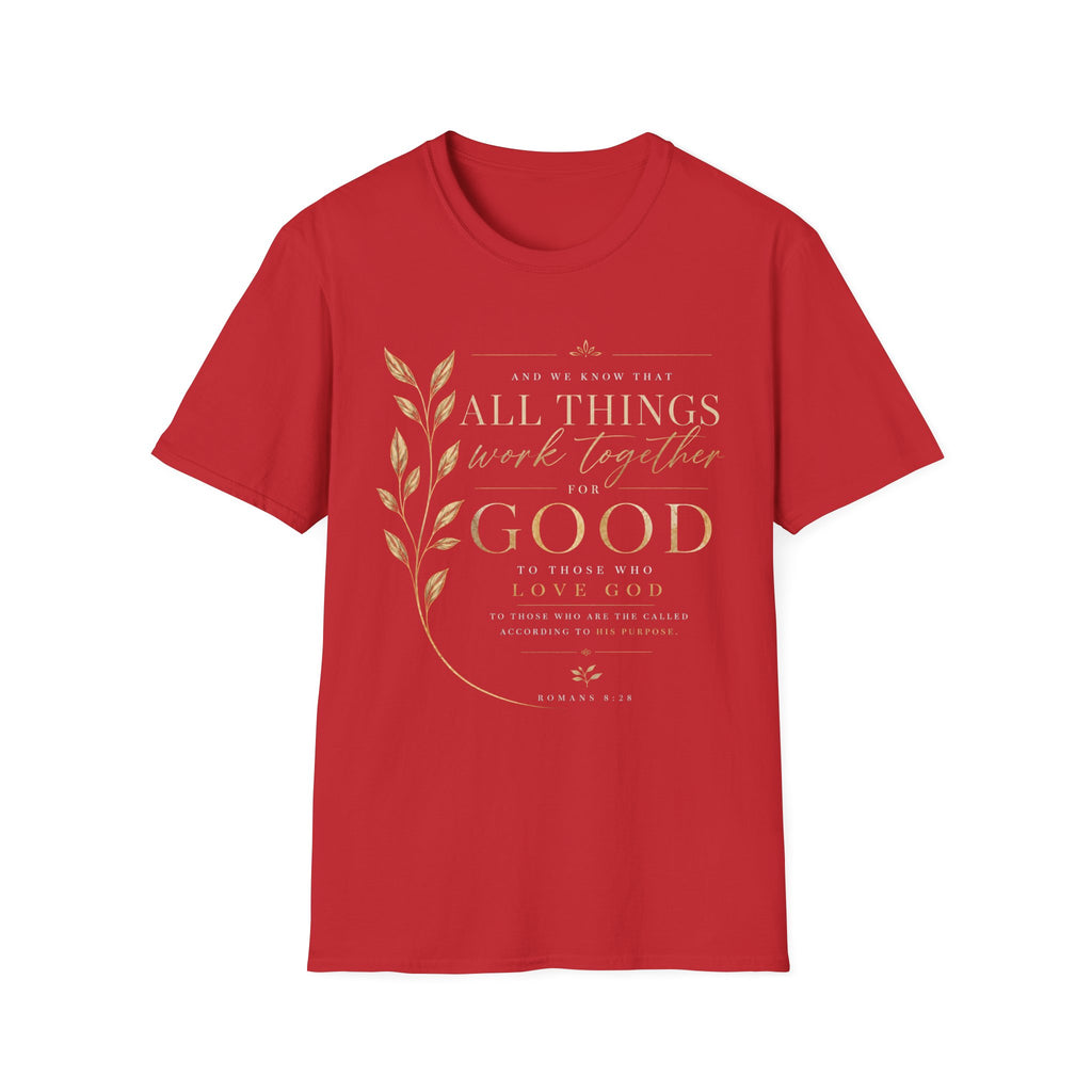 Romans 8:28 T-Shirt — Inspirational Christian Scripture Tee