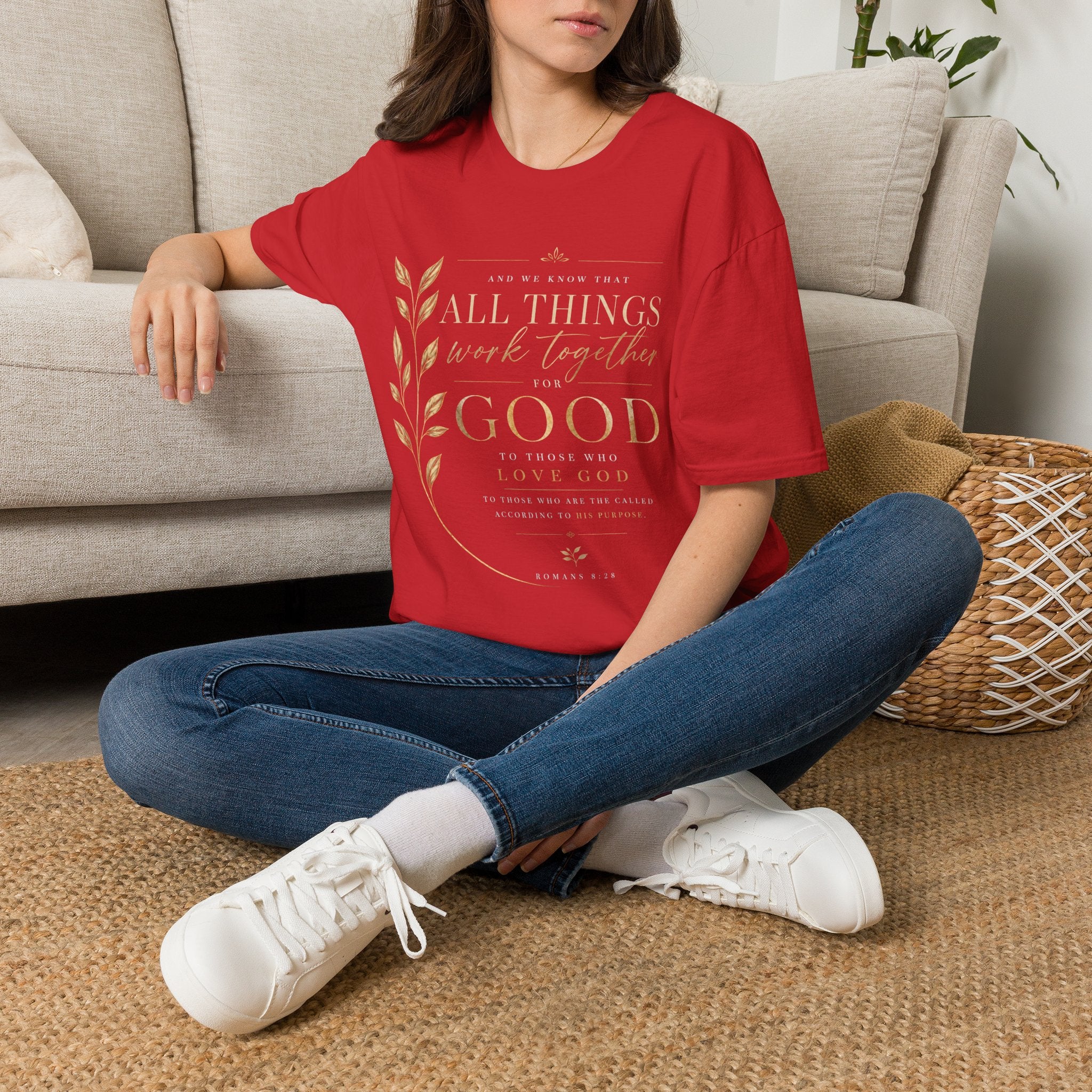 Romans 8:28 T-Shirt — Inspirational Christian Scripture Tee