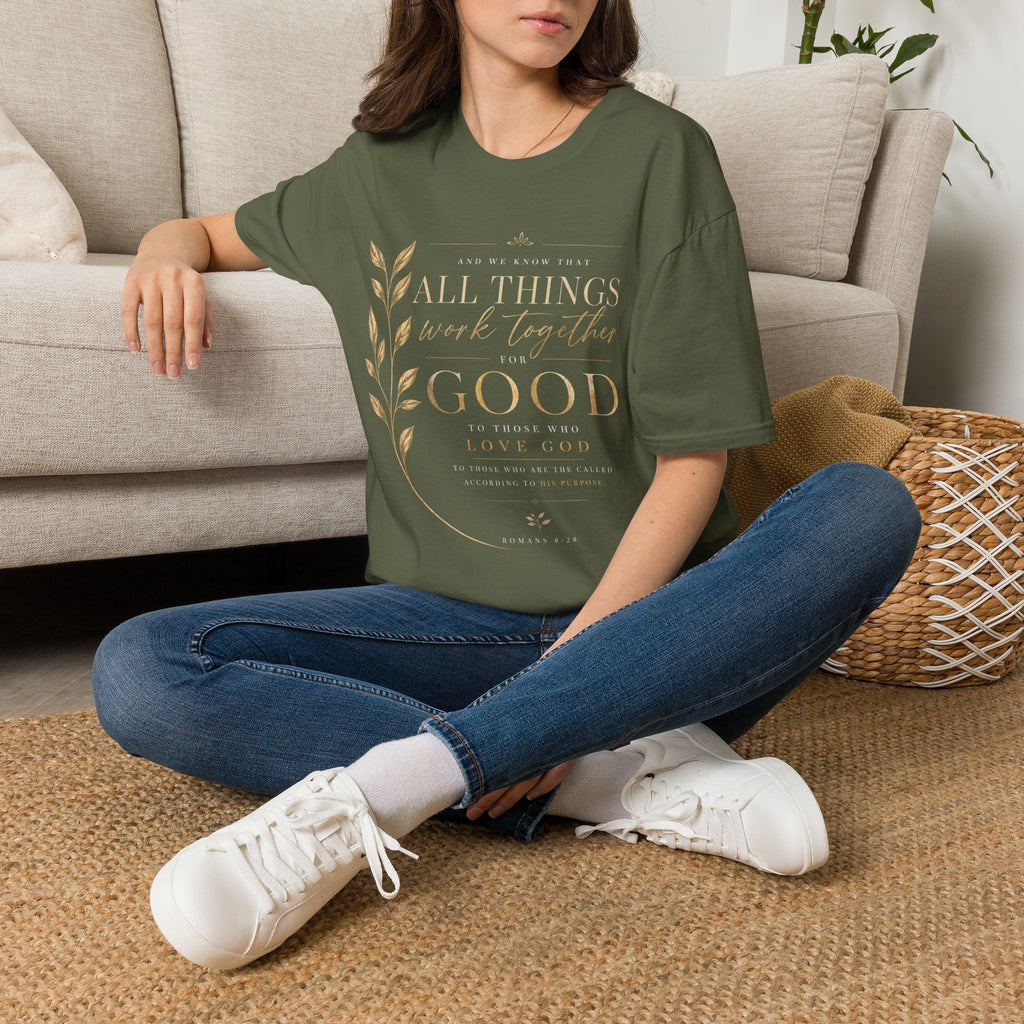 Romans 8:28 T-Shirt — Inspirational Christian Scripture Tee