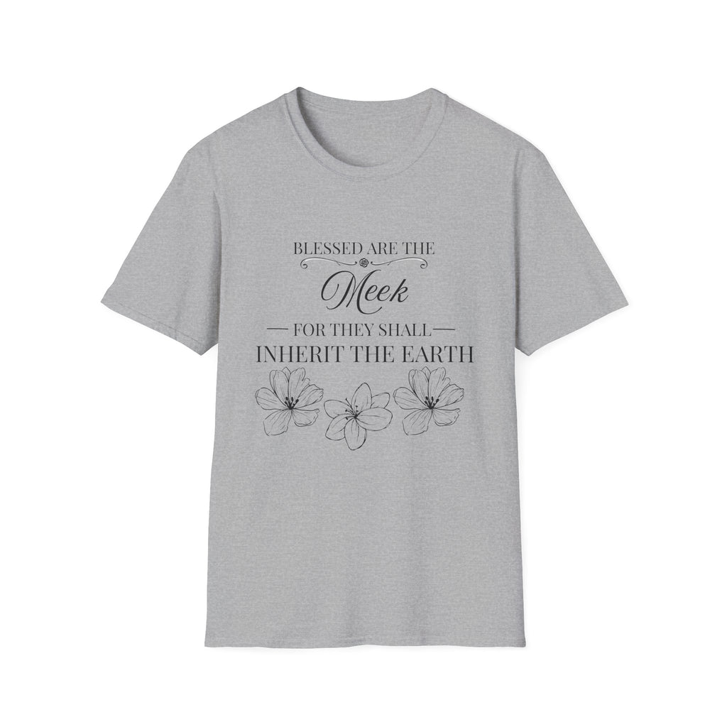 Matthew 5:5 — "Blessed are the Meek for They Shall Inherit the Earth" Christian Floral Tee