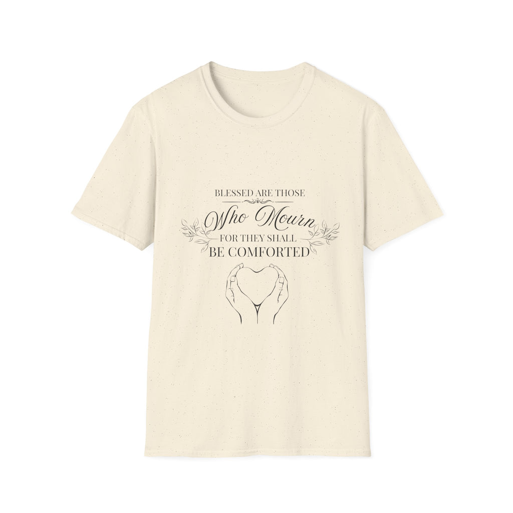 Matthew 5:4 T-Shirt — “Blessed Are Those Who Mourn For They Shall Be Comforted” Inspirational Faith Tee