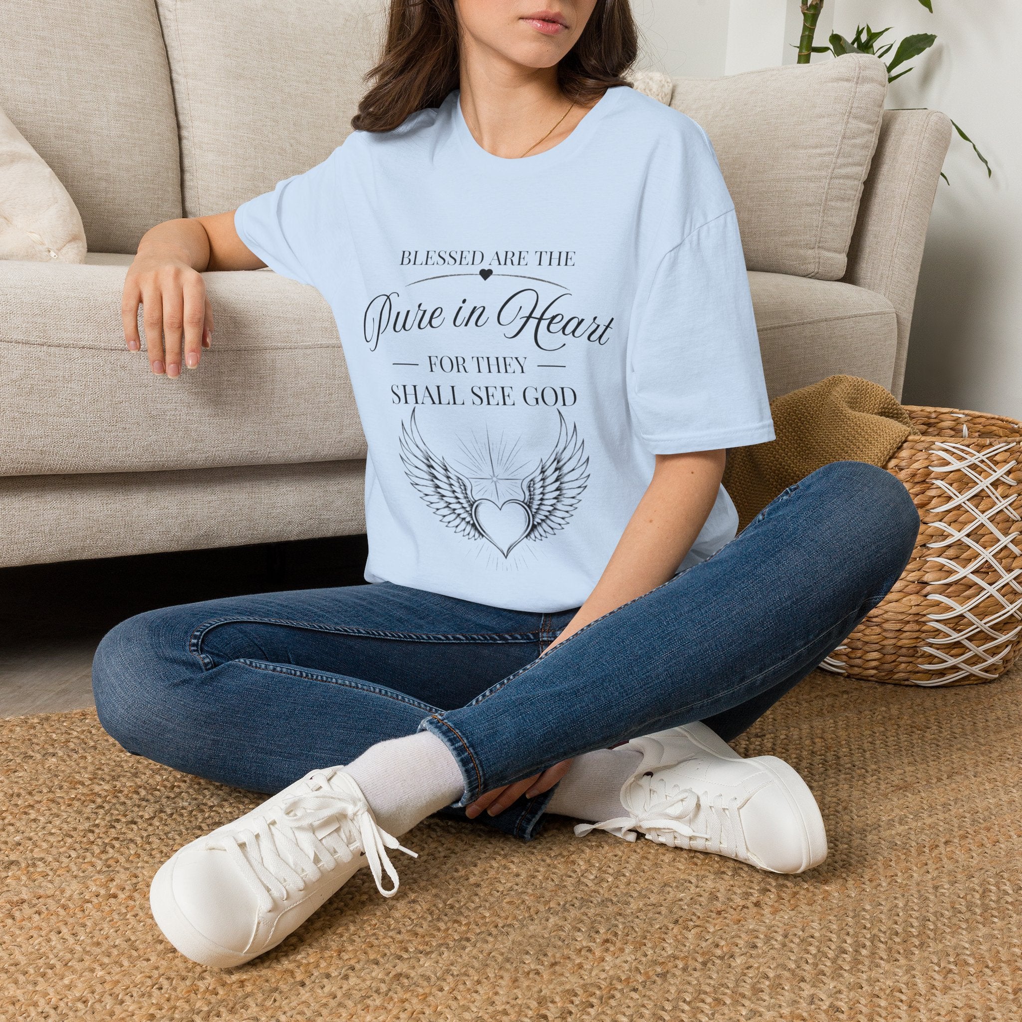 Matthew 5:8 T-Shirt — "Blessed are the Pure in Heart" Inspirational Faith Tee