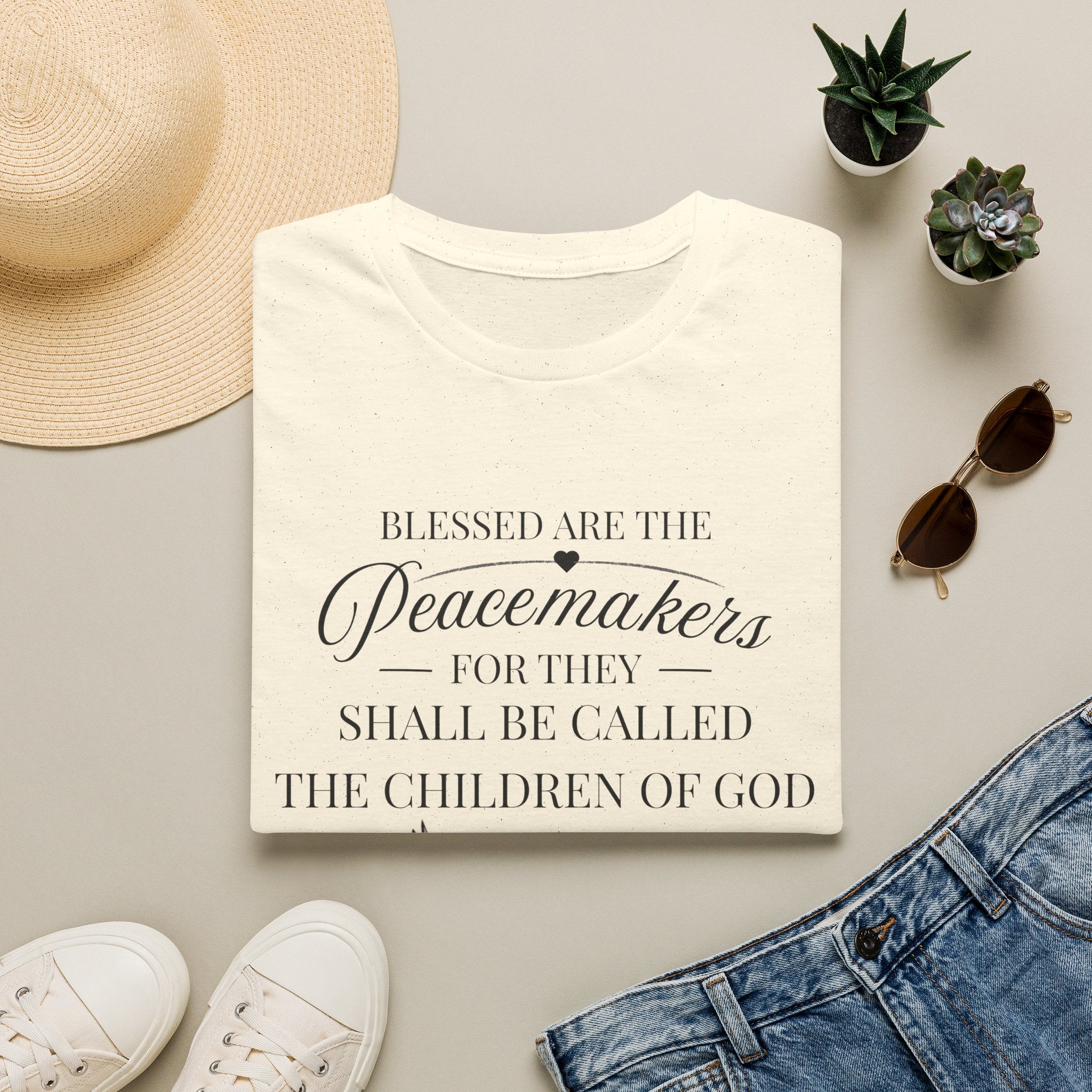 Matthew 5:9 T-Shirt — “Blessed are the Peacemakers” Dove Christian Tee