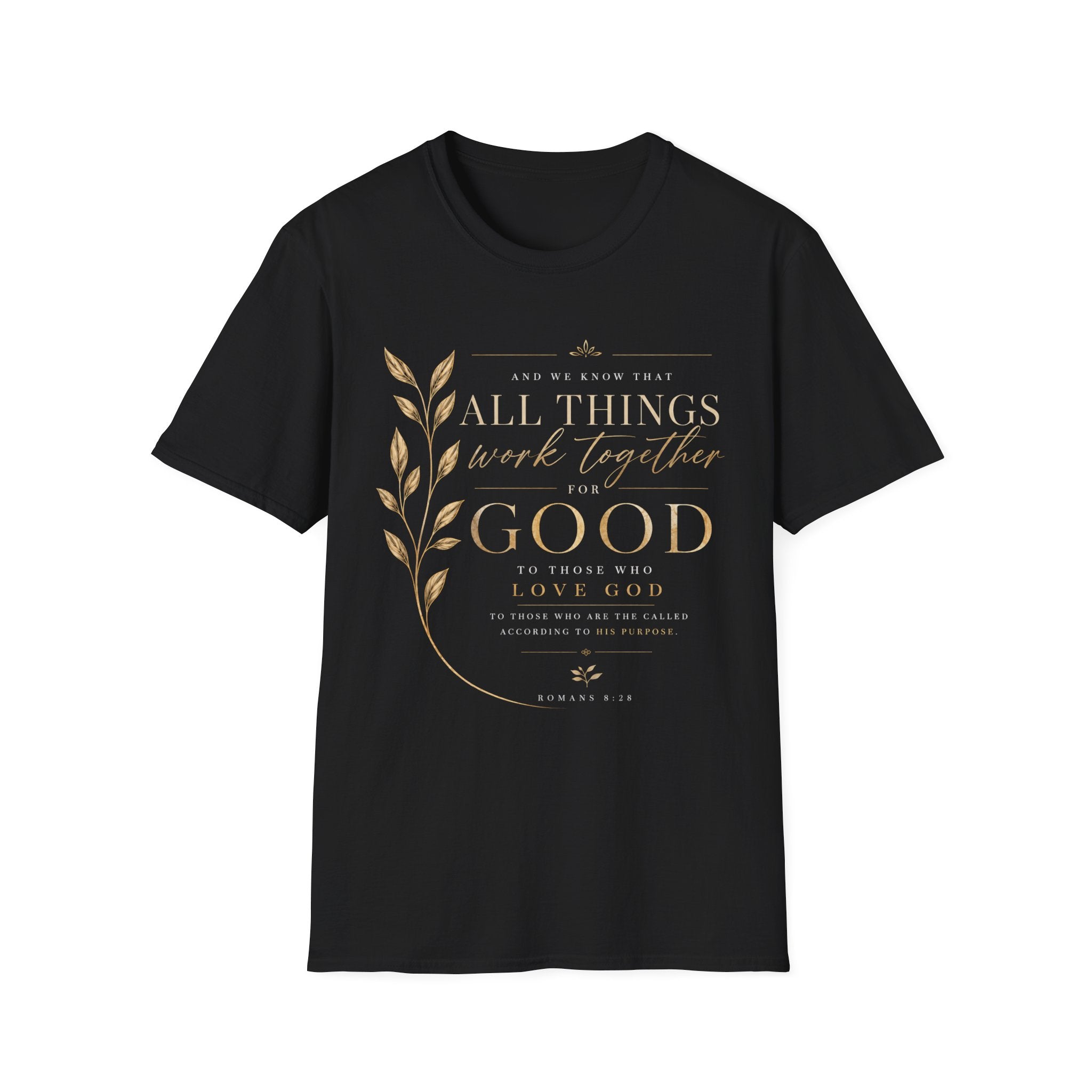 Romans 8:28 T-Shirt — Inspirational Christian Scripture Tee