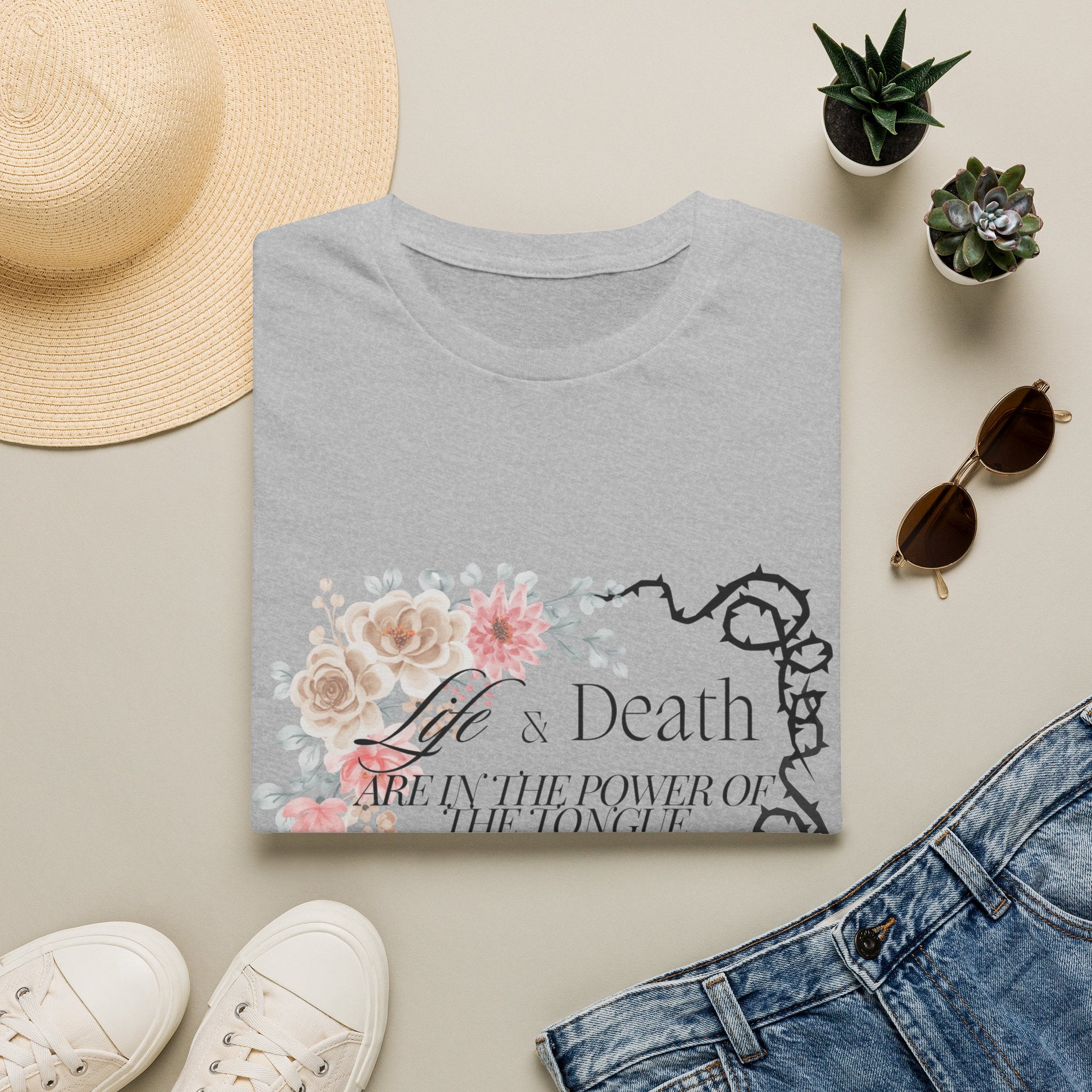 Proverbs 18:21 Vintage Floral Graphic T-Shirt