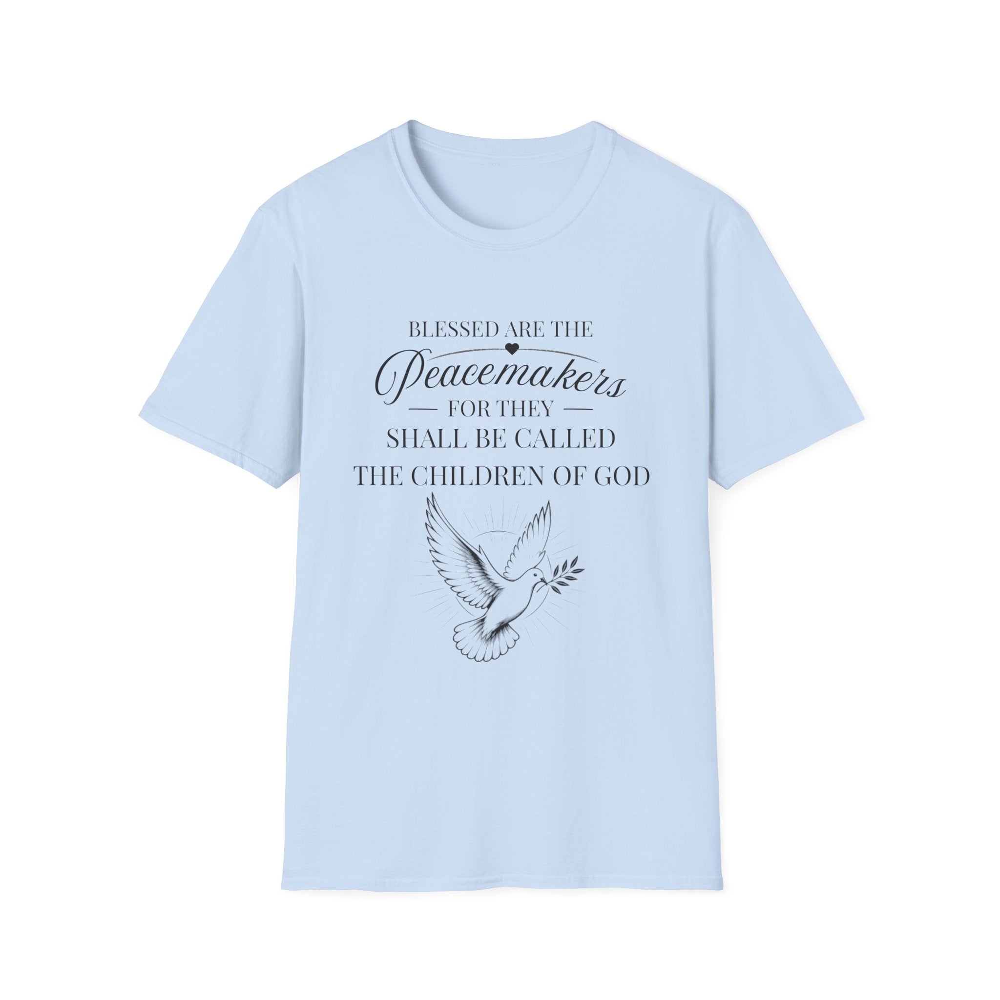 Matthew 5:9 T-Shirt — “Blessed are the Peacemakers” Dove Christian Tee