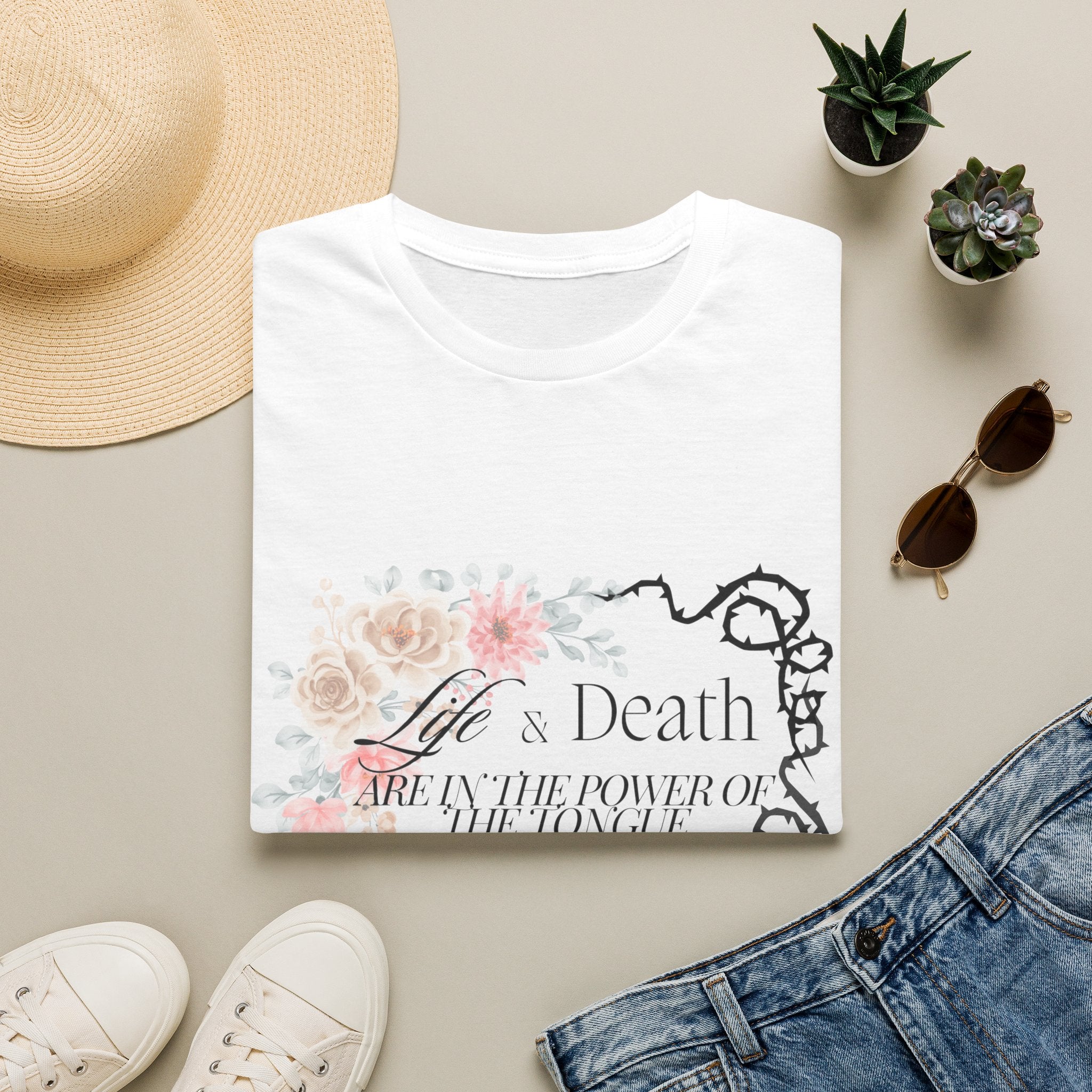 Proverbs 18:21 Vintage Floral Graphic T-Shirt