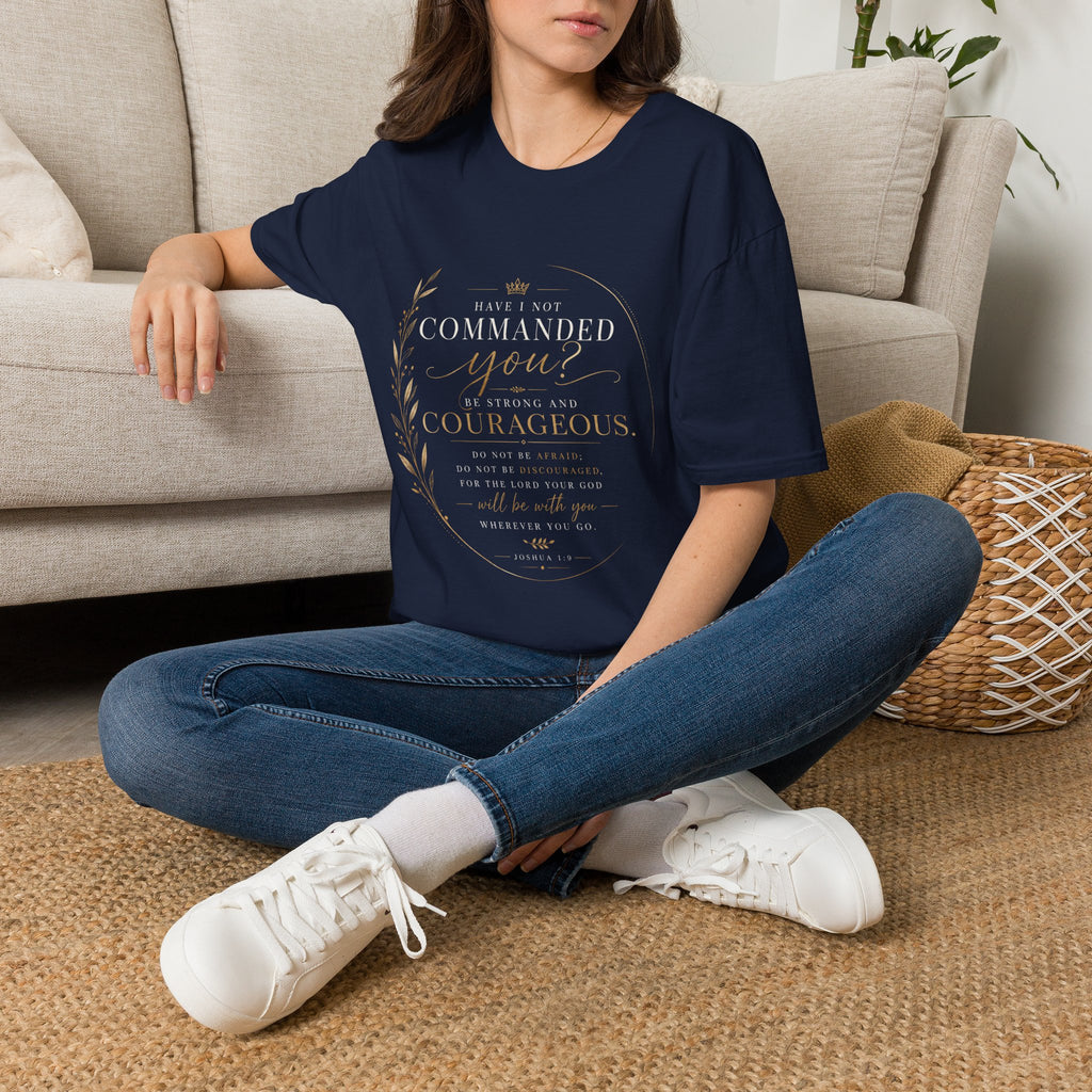 Joshua 1:9 T‑Shirt — "Be Strong and Courageous" Inspirational Faith Tee
