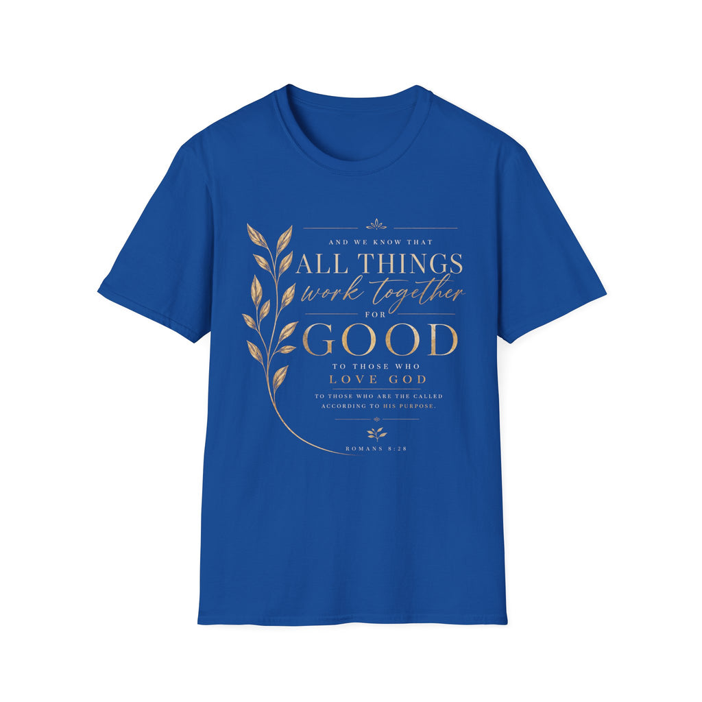 Romans 8:28 T-Shirt — Inspirational Christian Scripture Tee