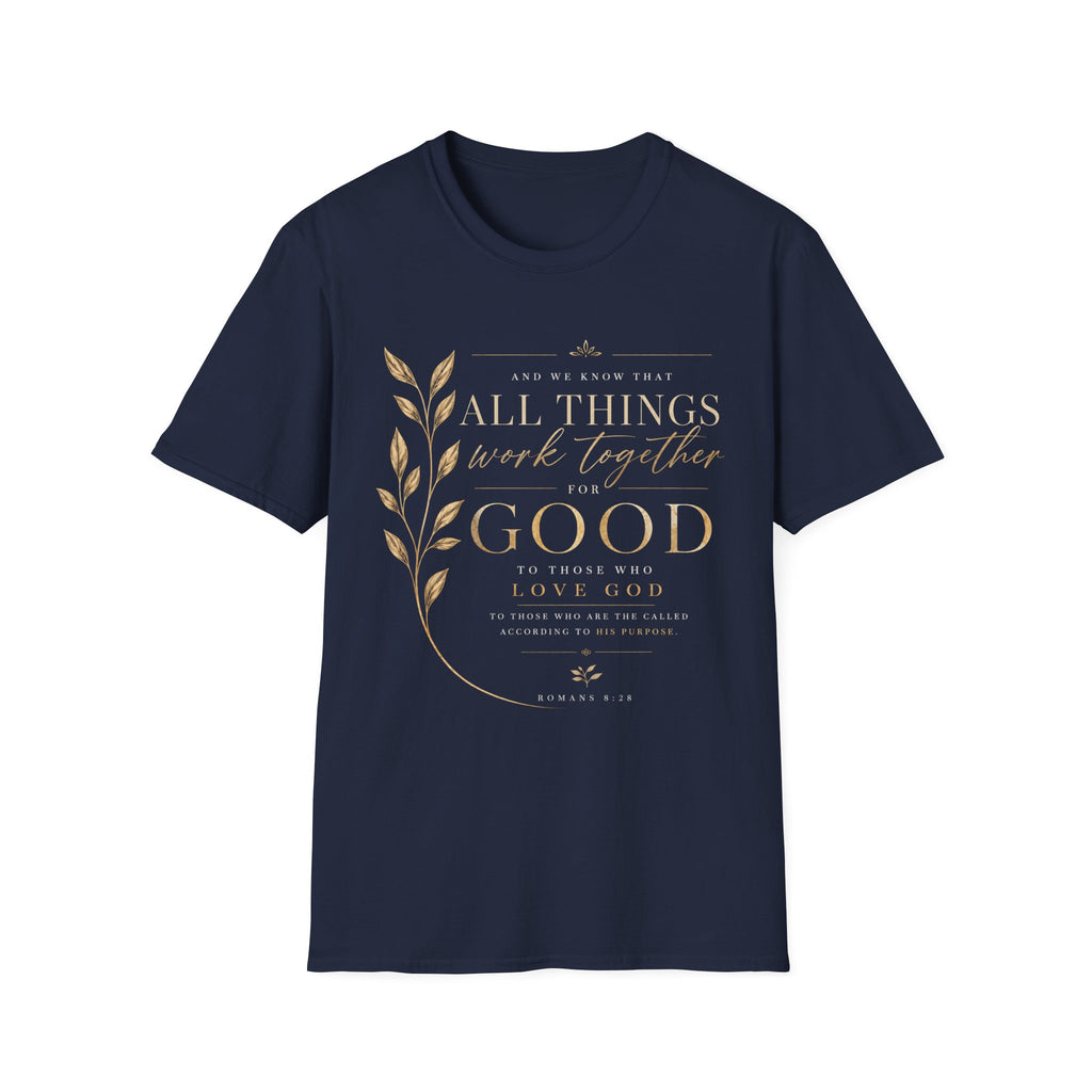 Romans 8:28 T-Shirt — Inspirational Christian Scripture Tee