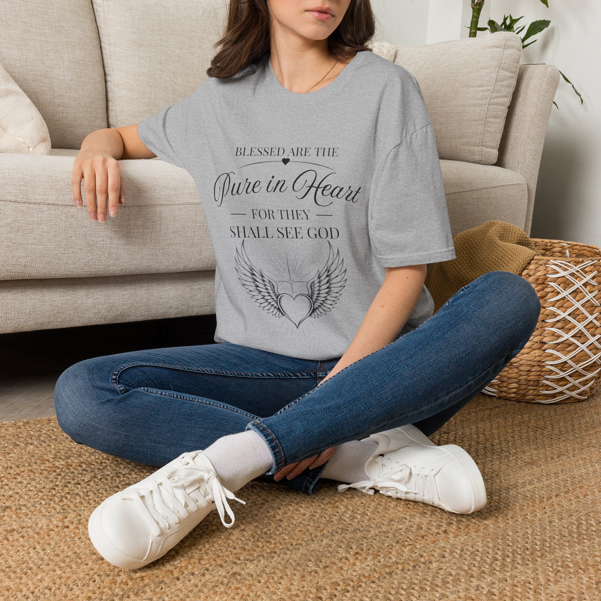 Matthew 5:8 T-Shirt — "Blessed are the Pure in Heart" Inspirational Faith Tee